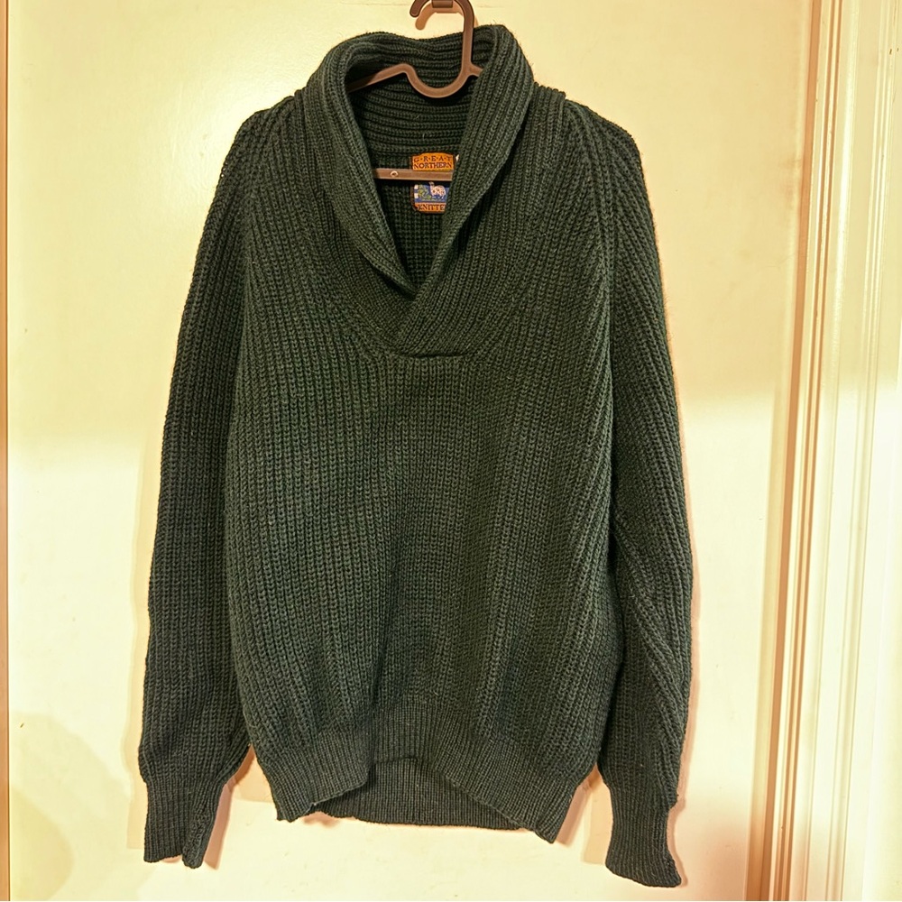 Unisex Dark Green Wool Knitted Sweater